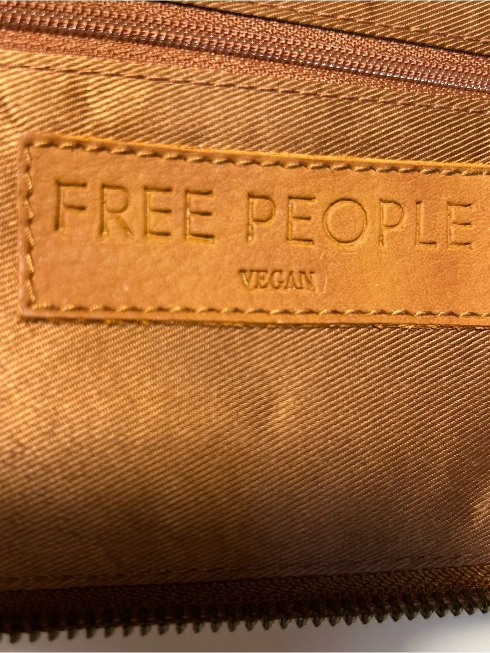 Free People Tan Vegan Leather Wristlet Clutch
